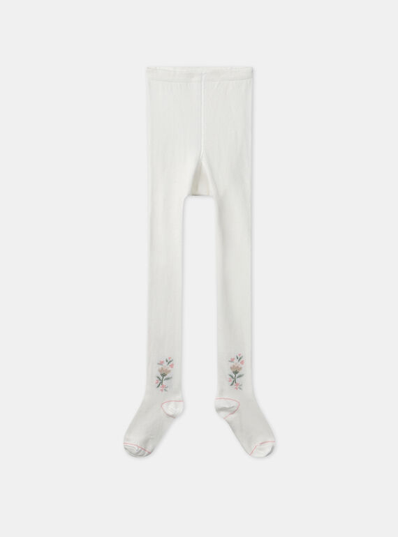 Collant écru jacquard fleur MICOLETTE / 25E4PF91COL808