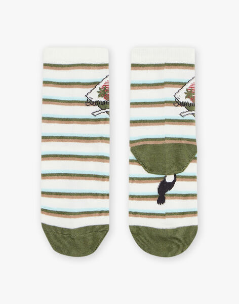Chaussettes écrues rayées à Jacquard perroquet FIMOUAGE / 23E4PGD1SOQ001