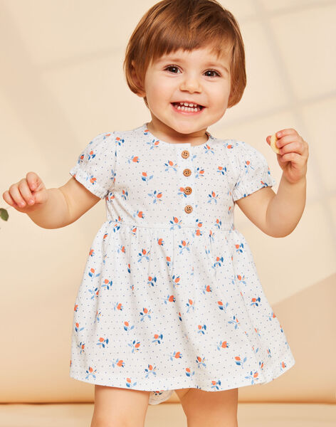 Robe écrue avec body intégré à imprimé fleuri FAZORA / 23E1BFR1ROB001
