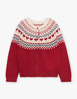 Cardigan rouge et beige en laine mélangée DRIKERETTE / 22H2PFX2CARF526