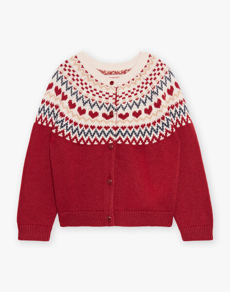 Cardigan rouge et beige en laine mélangée DRIKERETTE / 22H2PFX2CARF526