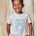 T-shirt écru et bleu clair à motif tigre texturé enfant garçon