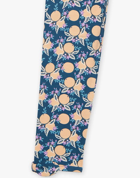 Legging bleu-vert à oranges et fleurs FLALEGETTE 2 / 23E2PFO2LG608