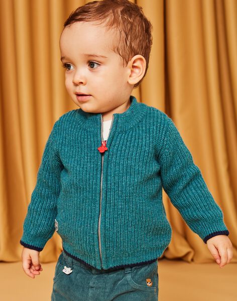Gilet en maille bleu canard DANOUR / 22H1BGU1GIL714