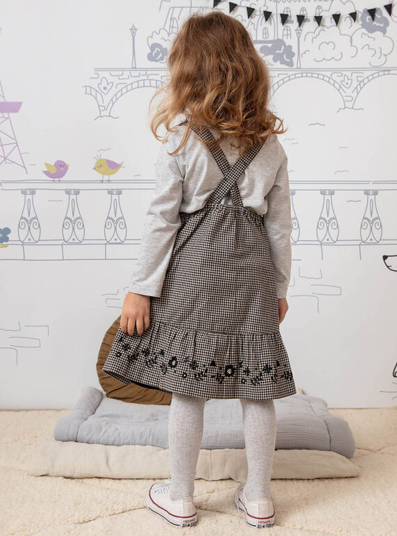 Robe salopette fluide vichy enfant fille BECHAETTE / 21H2PF21CHS090