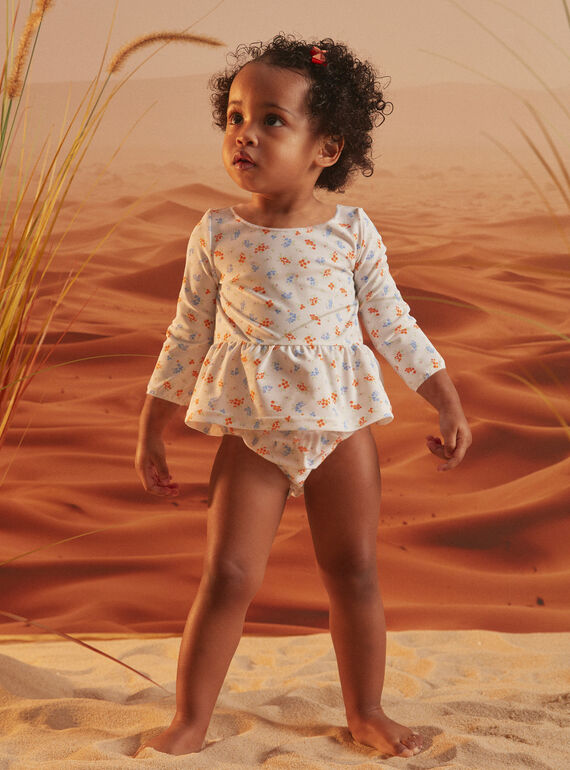 T-shirt de bain écru à imprimé fleuri KITIANA / 24E4BFG1TUV001