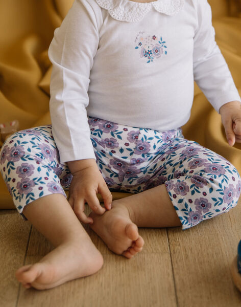 Legging en coton imprimé fleuri mauves DAALIZEE / 22H4BF51CAL001