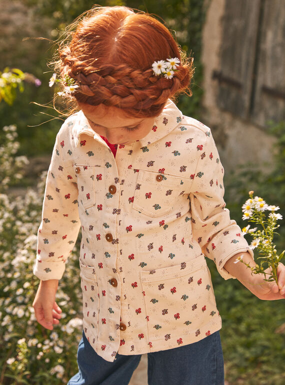 Veste forme saharienne en jean à fleurs KIMONETTE / 24E2PFC1VES114