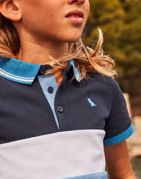 Polo tricolore à broderie dinosaure FRIPLAGE2 / 23E3PGC1POL201