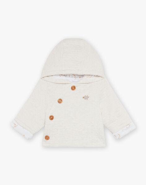 Veste de naissance à capuche en tubique écrue FOLMER / 23E0CM61VESA011