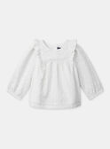 Blouse blanche à broderie anglaise et volants aux épaules Bébé Fille NAERICA / 25H1BFL1CHE001