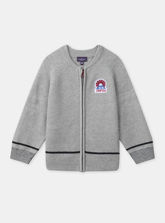 Gilet gris en maille avec patch Garçon NOCOTAGE / 25H3PGP2GIL943