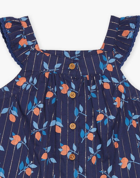 Robe et culotte bleu marine à imprimé fruit FAZOE / 23E1BFR2ROB070