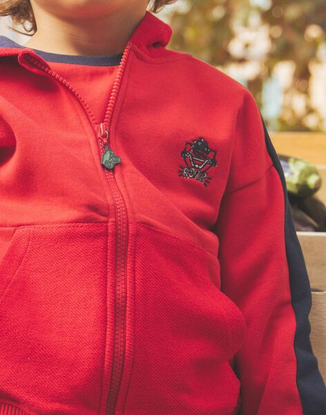 Sweat à capuche bicolore rouge et bleu marine FEGILAGE / 23E3PGB1GIL506