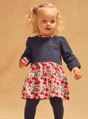 Robe bimatière bleu marine et imprimé pommes  Bébé Fille NAGISLAINE / 25H1BFM1ROB070