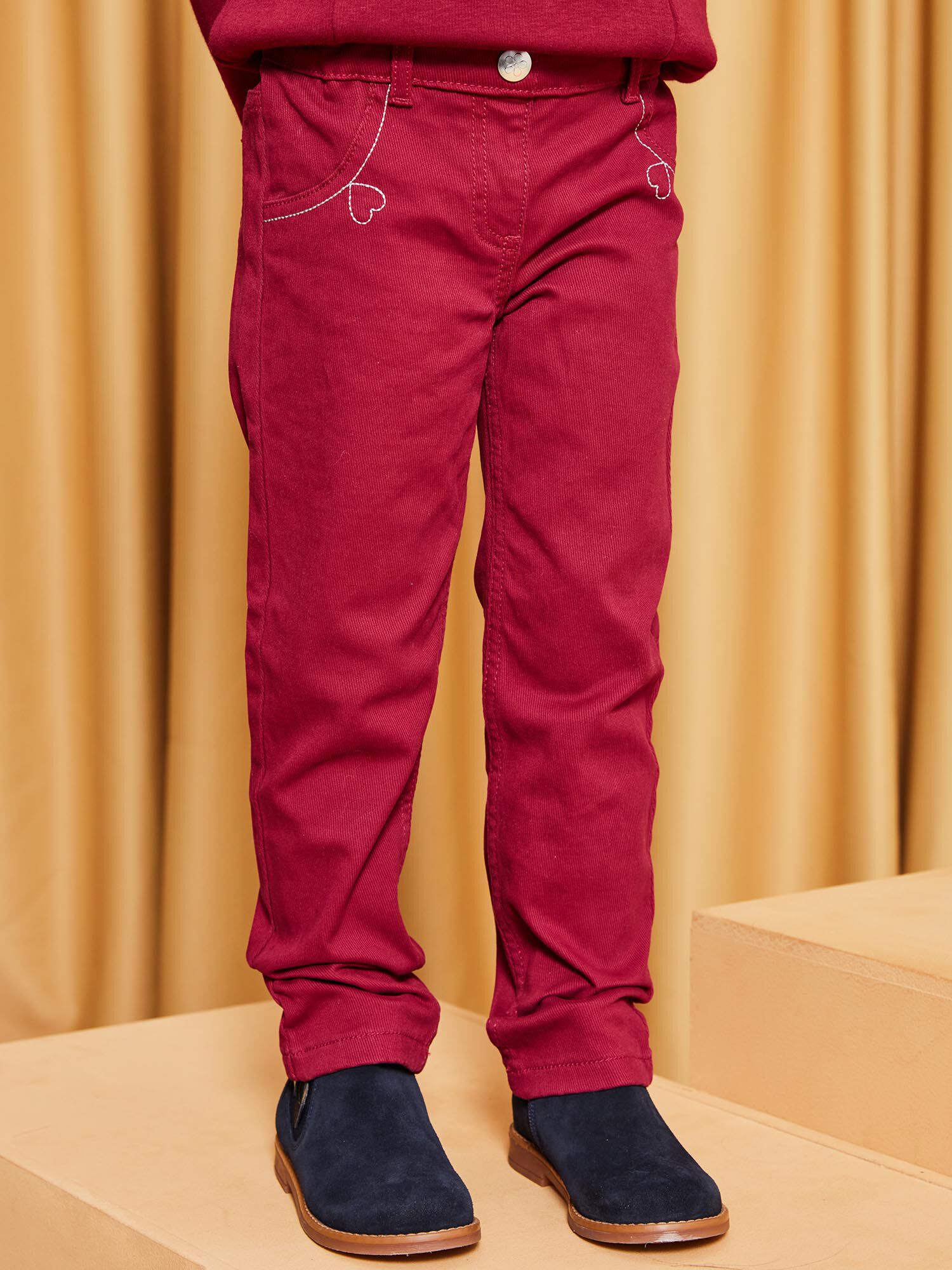 Pantalon prune broderie coeur