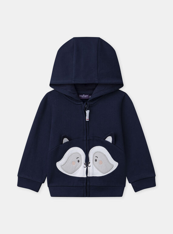 Sweat à capuche bleu marine à broderie raton laveur Bébé Garçon NAIMAAD / 25H1BGP1JGHA015