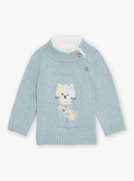 Pull en tricot turquoise moyen DAUGO / 22H1BGZ2PUL219