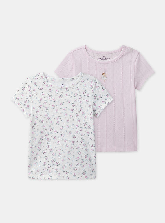 Lot de 2 t-shirts imprimés fleuries ou rose uni Fille NEJOETTE / 25H5PFC2HLI301