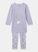 Chemise de nuit violet à broderie lapin et patch pompon et legging fleuri Fille  NUIDINETTE / 25H5PFB2CHN205