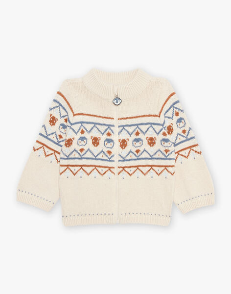 Gilet en tricot à jacquard animaux et motifs fantaisie beige DASICHARD / 22H1BGY1GILA001