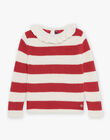 Pull écru à collerette avec rayures rouges FOPULETTE / 23E2PFC1PUL001