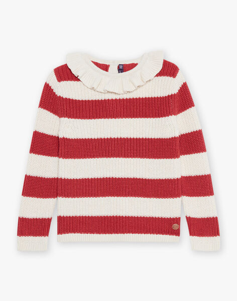 Pull écru à collerette avec rayures rouges FOPULETTE / 23E2PFC1PUL001