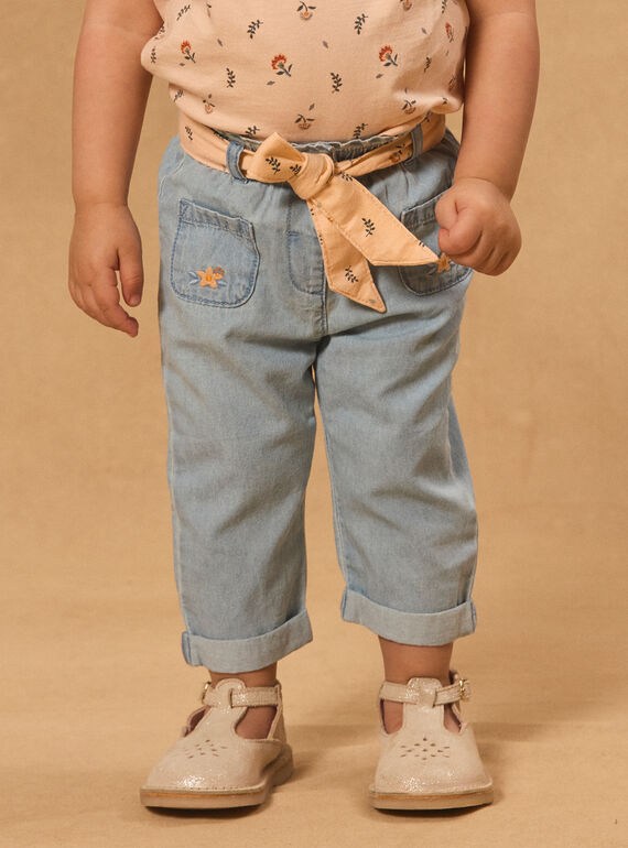 Pantalon en denim ceinture fleuri MASARAH / 25E1BFP1PANP269
