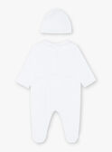 Ensemble grenouillère blanche brodée et bonnet naissance mixte ZOCHARLIE_B / 21E0NMY1GRE000