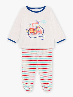 Pyjama camion de pompier en velours gris chiné bébé garçon CEFLORENT / 22E5BG41PYJJ920