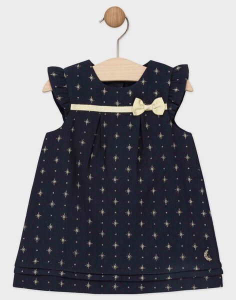 Robe En Jacquard Bleu Nuit Etoilee Bebe Fille