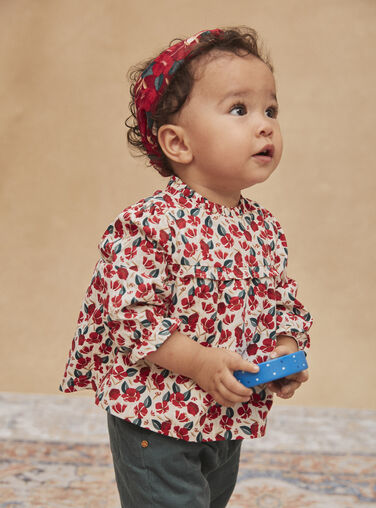 Bonnet rouge fleur blanche bébé/enfant en coton, 1 an à 12 ans