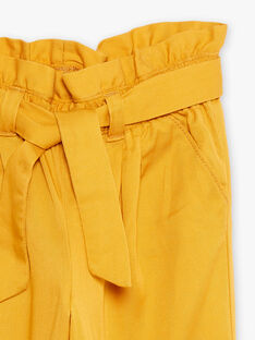 Pantalon en twill jaune moutarde taille haute enfant fille COPETTE / 22E2PF91PANB106