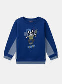 Sweat-shirt bleu imprimé chien à manches longues Garçon NUFLEAGE / 25H3PGQ1SWEC209