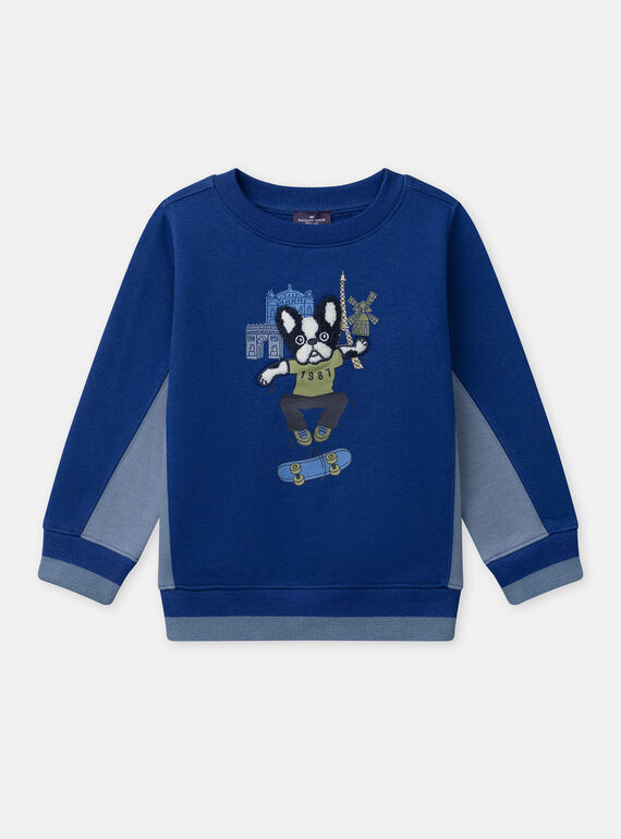 Sweat-shirt bleu imprimé chien à manches longues Garçon NUFLEAGE / 25H3PGQ1SWEC209