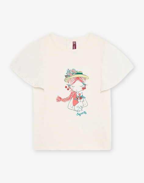 T-shirt écru à volants enfant fille CUITETTE / 22E2PFJ1TMC632