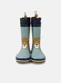 Botte de pluie bleu avec patch tête de léopard Garçon NINAGE / 25F10PG11D0C205