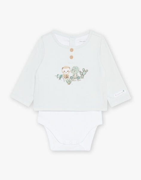Body-T-shirt bleu, pantalon beige et chaussettes vert d'eau FOREST / 23E0CG72ENS614