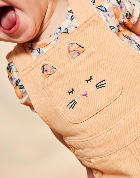 Salopette orange clémentine en twill à découpe oreilles de chat FAPRIA / 23E1BFO1SALE409