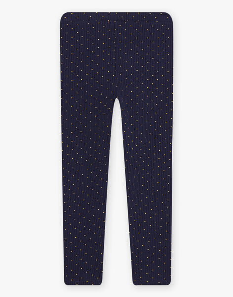Legging bleu marine en côtes à pois dorés DROUNETTE 2 / 22H4PFQ2CTTC214