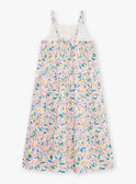 Robe midi en popeline blanc cassé à volants et à imprimé fleuri enfant fille CAUROBETTE 2 / 22E2PFU4RBSA001