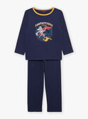 Pyjama deux pièces bleu foncé en coton avec cape tête de loup FLORIAGE2 / 23E5PG41PYT705