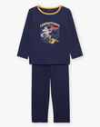 Pyjama deux pièces bleu foncé en coton avec cape tête de loup FLORIAGE2 / 23E5PG41PYT705