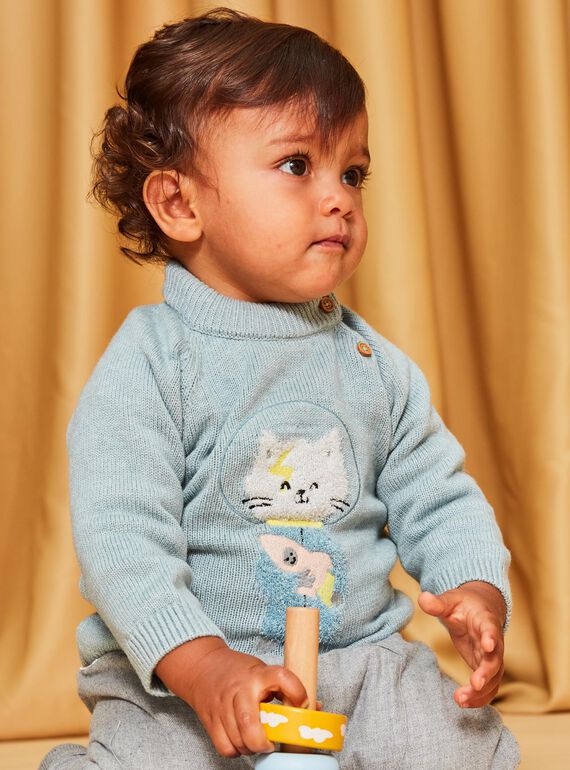 Pull en tricot turquoise moyen DAUGO / 22H1BGZ2PUL219