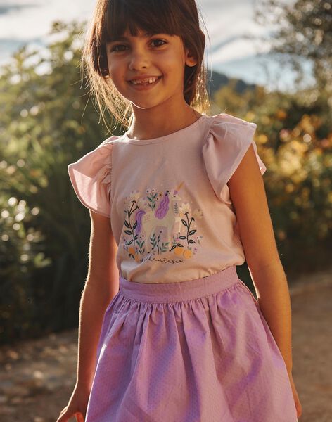 T-shirt lilas à volants et licorne fantaisie FLALICETTE / 23E2PFO1TMCH700