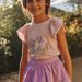 T-shirt lilas à volants et licorne fantaisie