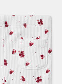 Legging côtéle écru imprimé fleuri Bébé Fille NACORALIE / 25H1BFK1LG080