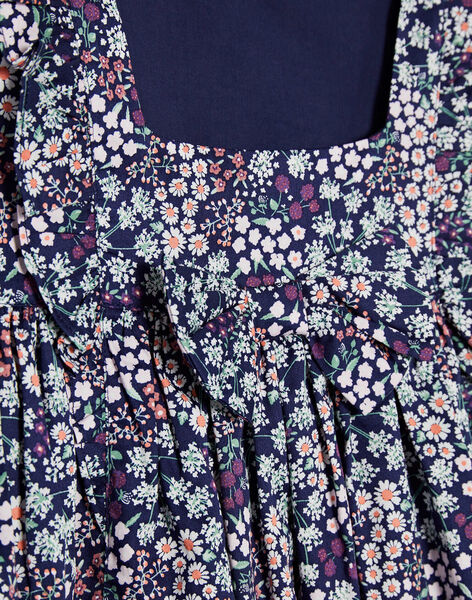 Robe violette en satin de coton fleuri FREBLOETTE / 23E2PFI4ROBH701
