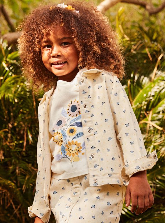 Veste en jean vanille à fleurs FAVETETTE / 23E2PF81VES632