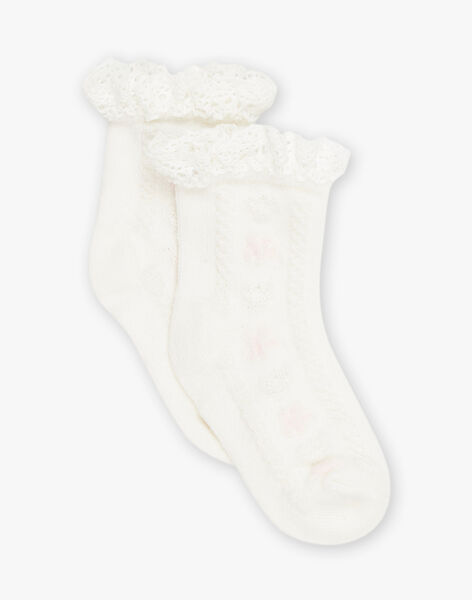 Chaussettes ivoire ajourées à Jacquard fleurs FAFLORE / 23E4BFI1SOQ005